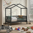 The Dallas Toddler House Bed 70 x 140cm in Anthracite offers Scandinavian pine with roof & rails, a safe children's bed perfect for transition from a crib