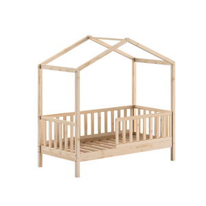 The Dallas Toddler House Bed 70 x 140cm in Natural offers Scandinavian pine with roof & rails, a safe children's bed perfect for transition from a crib