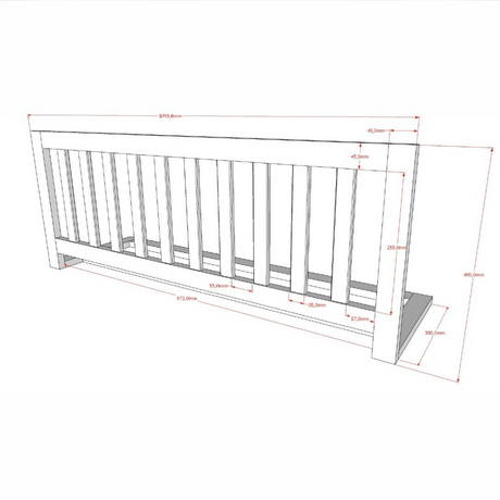 The Dallas/Forrest Beach Bed Safety Rail in White is a beech bed rail compatible with the Dallas and Forrest beds with flat bars providing fall protection