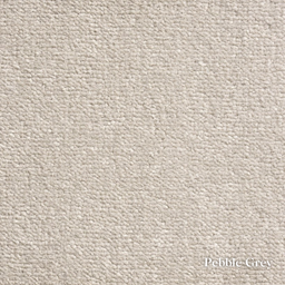 Textured fabric swatch in pebble grey color with 'Pebble Grey' label.