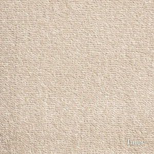 Close-up of beige textured fabric with 'Taupe' branding.