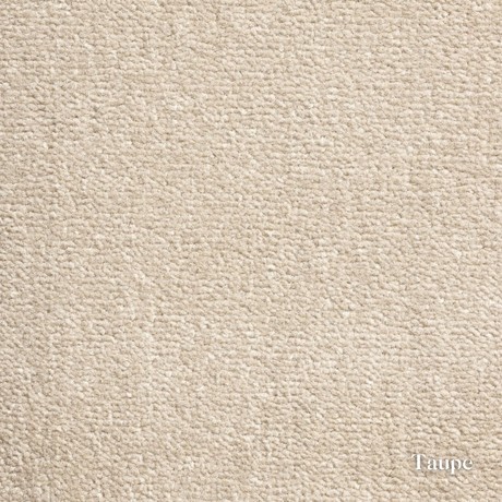 Close-up of beige textured fabric with 'Taupe' branding.