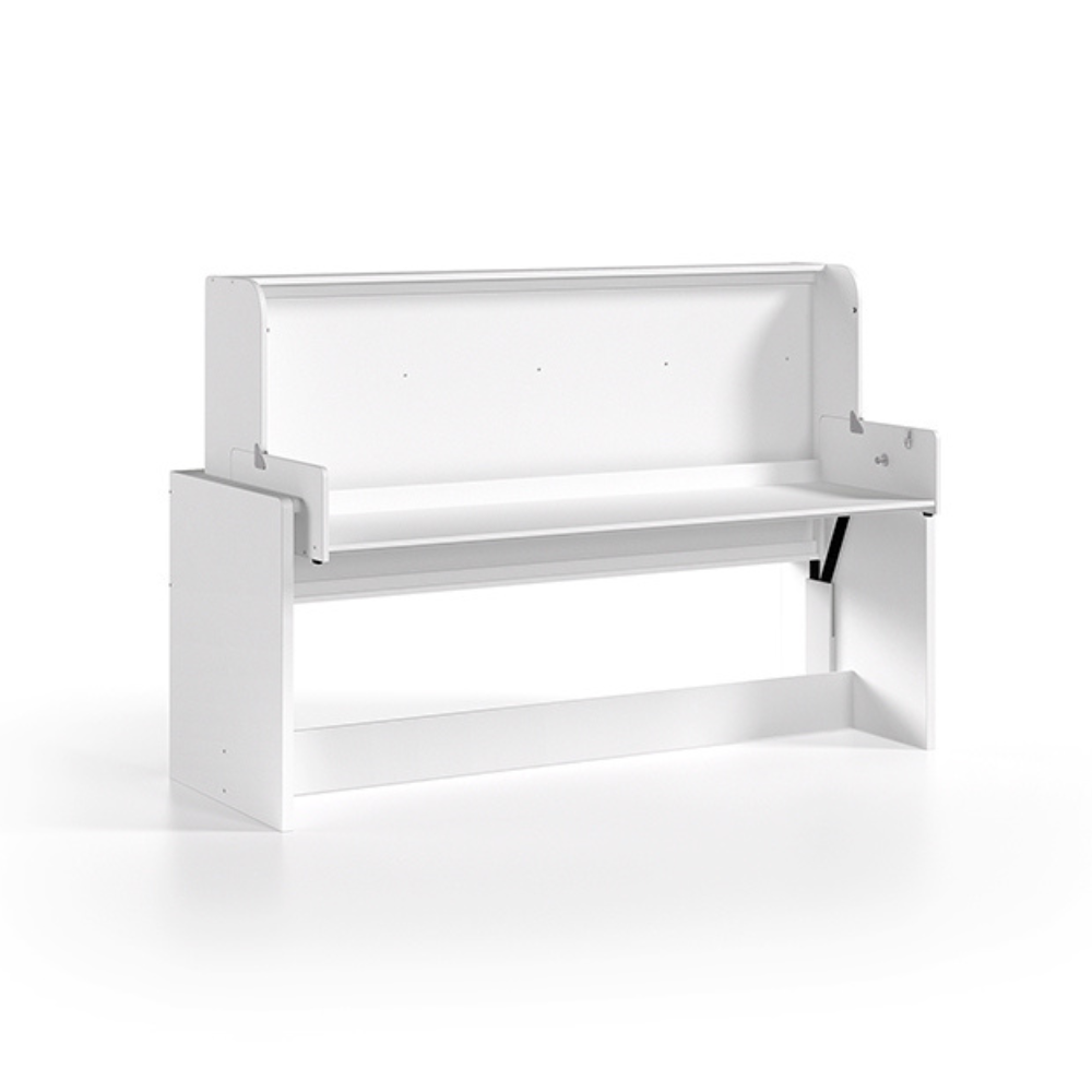 The Denver Kids Desk Bed 90 x 200cm in White features 2 in 1 desk and bed appropriate for children ages 4 and up that saves space while looking stylish