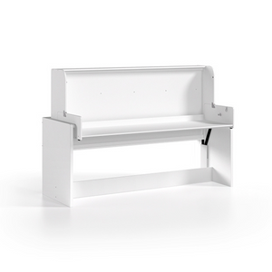 The Denver Kids Desk Bed 90 x 200cm in White features 2 in 1 desk and bed appropriate for children ages 4 and up that saves space while looking stylish
