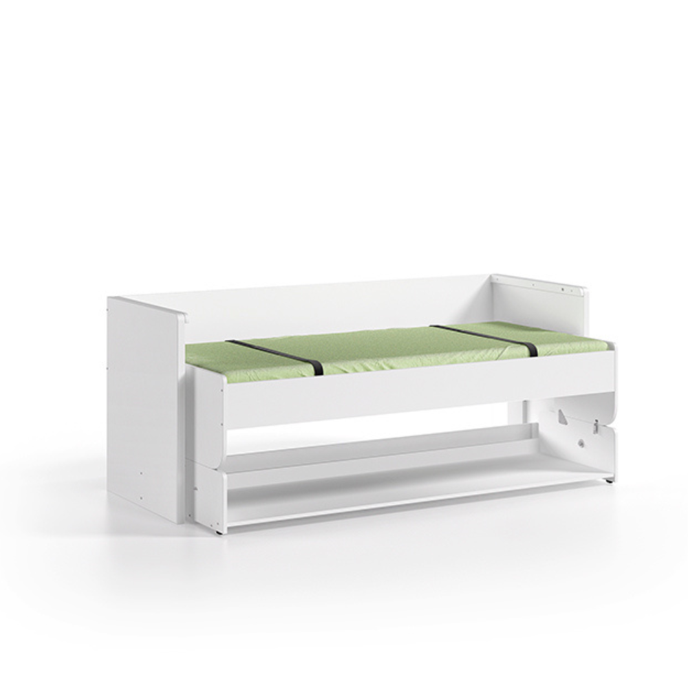 The Denver Kids Desk Bed 90 x 200cm in White features 2 in 1 desk and bed appropriate for children ages 4 and up that saves space while looking stylish