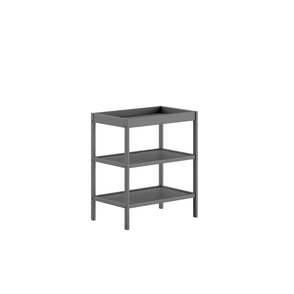 The Dino Baby Changing Table in Anthracite features a open shelves with European beech material, making it easily accessible for baby essentials