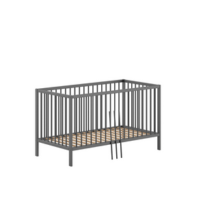 The Dino Baby Cot Bed 70 x 140cm in Anthracite features removable bars, 3 height adjustable slat base, European beech material and toddler bed conversion