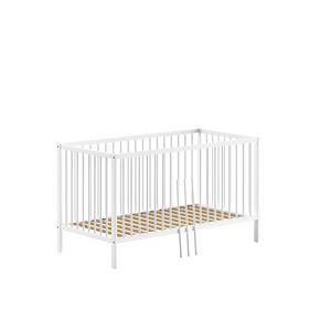 The Dino Baby Cot Bed 70 x 140cm in White features 3 height adjustable slat base, European beech material, removable bars and toddler bed conversion