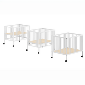 The Dino Baby Playpen 95 x 75cm in White offers removeable wheels & a 3 height adjustable slat base, a convertible toddler & baby bed for growing needs