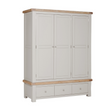 The Doune 3-Door Wardrobe in Taupe offers stylish storage with oak veneer top, hanging rail, shelving and 3 drawers.
