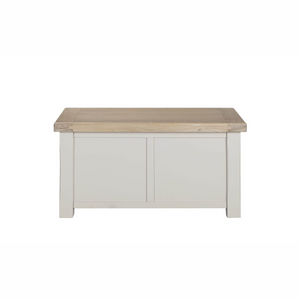 The Doune Blanket Box in Taupe features storage elegant solution with a slow-close lid, oak veneer top and ample space