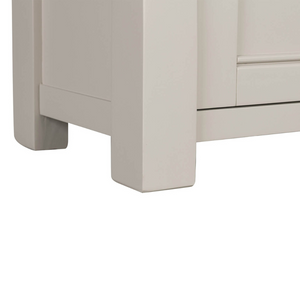 The Doune Tall Bookcase in Taupe features sleek design, oak veneer top and a hidden cabinet storage.