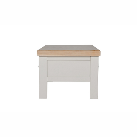 The Doune Coffee Table in Taupe features oak veneer top, three storage drawers with sleek handles and a versatile design.