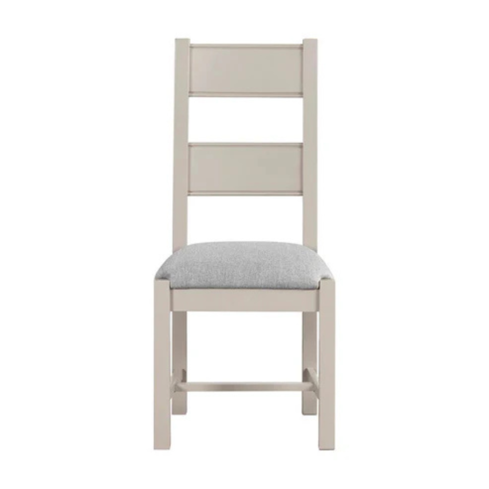 Upgrade your home with the Doune Dining Chair Fabric in Grey featuring a tall back, plush padded seat and chic painted finish.