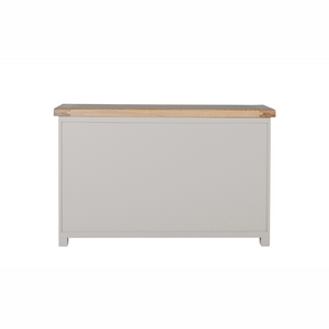 The Doune 6-Drawer Dressing Chest in Taupe features 6 spacious drawers, oak veneer top and sleek metal handles.