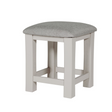 The Doune Dressing Stool in Taupe features padded cushion seat and elegant painted finish; perfect for bedroom or vanity space.