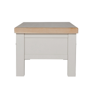 The Doune 1400 TV Unit in Taupe features oak top, dual cabinets with shelves and open space with cable cut-out.