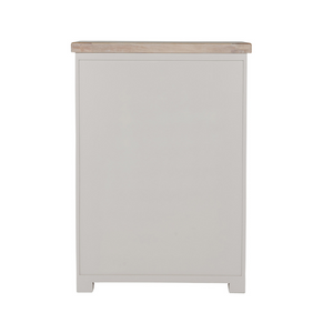 The Doune Tall Chest 8 Drawer in Taupe features oak veneer top and metal handles; ample storage with a chic finish.