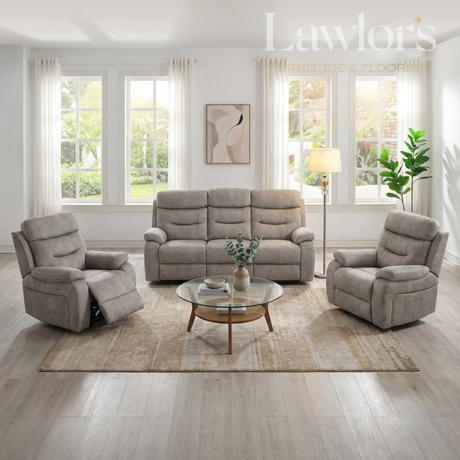 Cream 3+1+1 sofa set with matching chairs in a living room setting