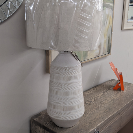 The Eden Ceramic Table Lamp 82cm is a statement lamp with a sleek ceramic finish, modern elegance and versatile style for both modern and classic interiors