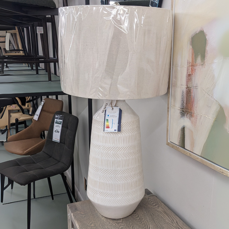 The Eden Ceramic Table Lamp 82cm is a statement lamp with a sleek ceramic finish, modern elegance and versatile style for both modern and classic interiors