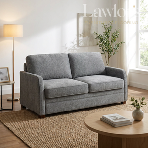 Light grey sofa bed in a living room