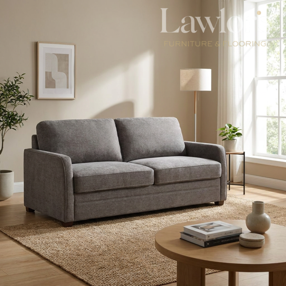 Grey sofa bed in a living room