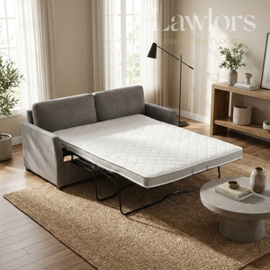 Grey sofa bed in a living room setting