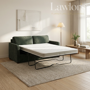 Green sofa bed in a modern living room