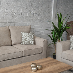 The Ellis Fabric Sofa in Beige combines timeless style and comfort with soft fabric and sturdy wooden leg for long lasting style and durability