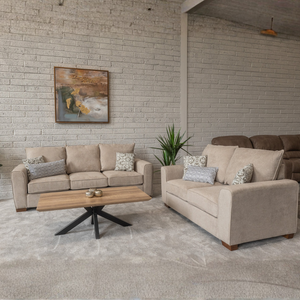 The Ellis Fabric Sofa in Beige combines timeless style and comfort with soft fabric and sturdy wooden leg for long lasting style and durability