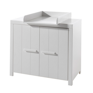 The Erik Baby Dresser with Changing Unit in White features a safe changing table space with 2 door storage, solid pine/MDF build and wall mount option