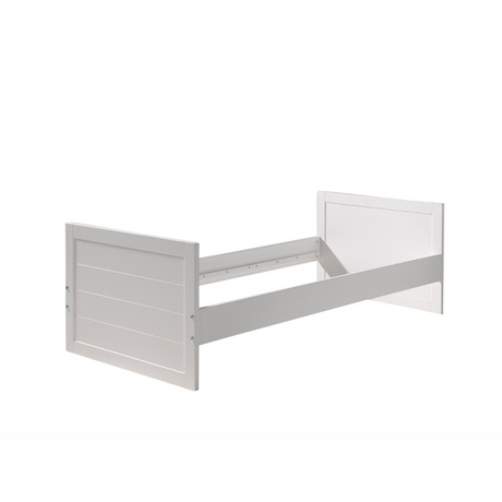 The Erik Convertible Kids Bed in White can convert from a 90 x 200cm bed to a 60 x 120cm baby cot, made from solid pine/MDF with stylish Belgian design