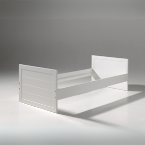 The Erik Convertible Kids Bed in White can convert from a 90 x 200cm bed to a 60 x 120cm baby cot, made from solid pine/MDF with stylish Belgian design