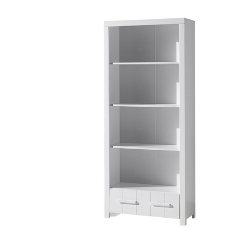Add brightness & functionality to your child's room with the Erik Kids Bookcase in White featuring 4 shelves, 1 drawer, durable pine/MDF & vertical grooves