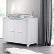 The Erik Kids Chest of 2 Drawers in White features vertical grooves, durable pine/MDF and ample storage space for any baby necessities