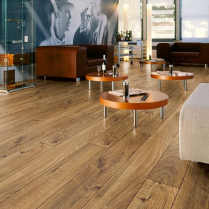 The Everest Oak Bronze Laminate Flooring - 12mm features AC5-rated durability, embossed oak finish and 5G Click installation.