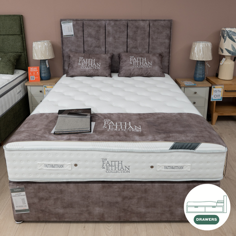 The Luxury Panelled Divan features chrome gliders, MDF panels, 2, 4 or no drawers, premium fabric and colour options to suit any bed!