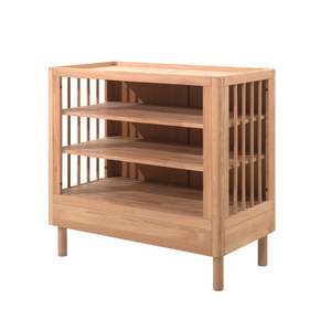 The Forrest Baby Changing Table in Oak offers a rustic style with 2 open shelves, natural oak finish with a durable frame to support your baby & essentials
