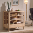 The Forrest Baby Changing Table in Oak offers a rustic style with 2 open shelves, natural oak finish with a durable frame to support your baby & essentials
