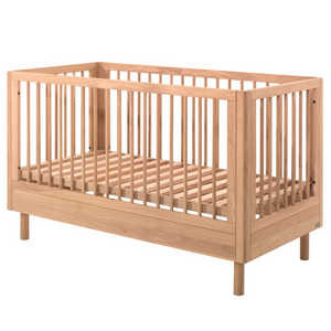 The Forrest Convertible Baby Bed 70 x 140cm in Oak transforms into a toddler bed for extended use & adjustable base with 3 heights, ideal for growing kids