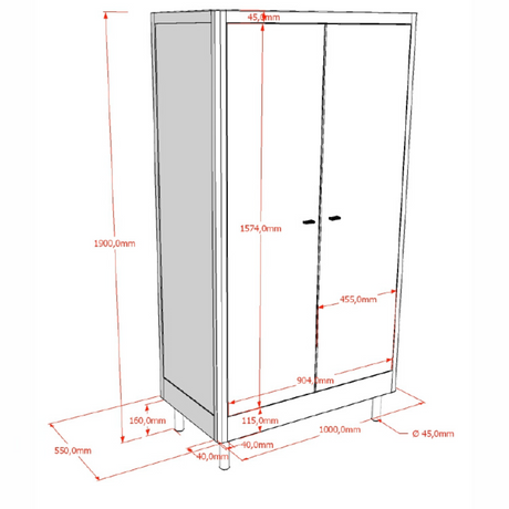 The Forrest Kids 2 Door Wardrobe in Oak features 3 spacious shelves and a hanging rail, soft close on the doors and a natural lacquered finish