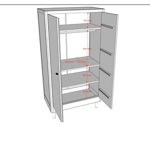 The Forrest Kids 2 Door Wardrobe in Oak features 3 spacious shelves and a hanging rail, soft close on the doors and a natural lacquered finish