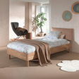 The Forrest Kids Bed 90 x 200cm in Oak Boucle offers a natural finish, a headboard with a soft fabric wrapping & slat base included, ideal for kids aged 4+