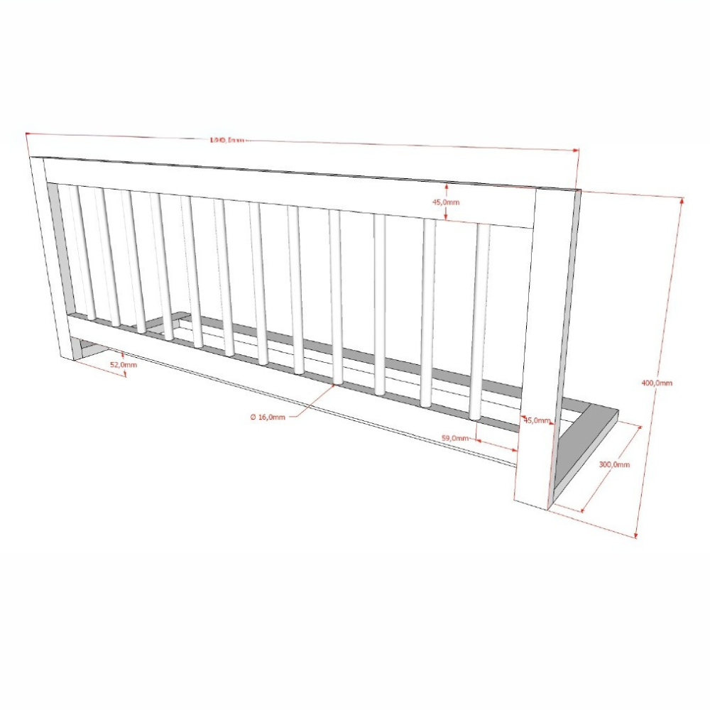 The Forrest Kids Bed Safety Rail in Oak is a safety rail attachment for the various beds apart of the Forrest Bed collection, helping to prevent falls