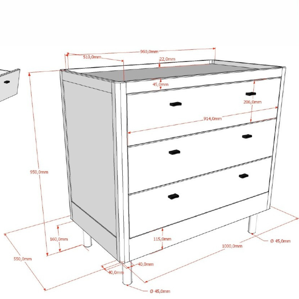 Forrest Kids Chest of 3 Drawers - Oak