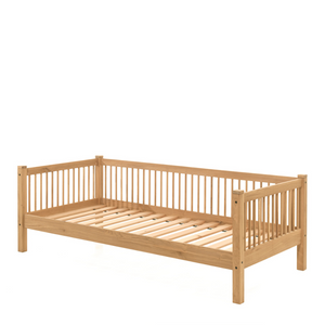The Forrest Kids House Bed in Oak offers a 3 sided rail, removable roof, a natural lacquered finish in a rustic style and convertible into a cabin bed