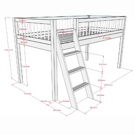 The Forrest Kids Mid Sleeper Bed in Oak features an under bed play/storage space, a side ladder and a natural lacquered finish in a rustic style
