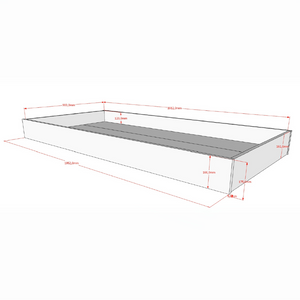 The Forrest Oak Kids House Bed Set features a drawer, safety rail & textile set, 4 side guardrail & an underbed drawer for storage, ideal for kids aged 4+