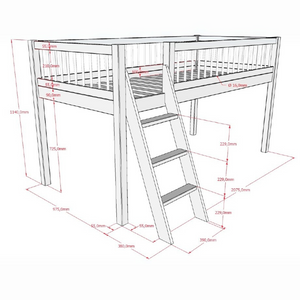 The Forrest Oak Kids Mid Sleeper with Textile features a cozy under bed space, flexible ladder placement & warm design, perfect for play, rest & storage